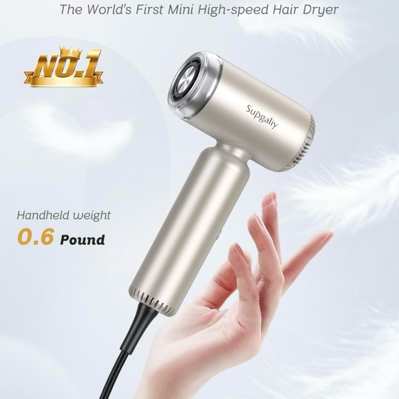 Quiet Mini Ionic Blow Dryer with Magnetic Diffuser - Picture 2 of 7